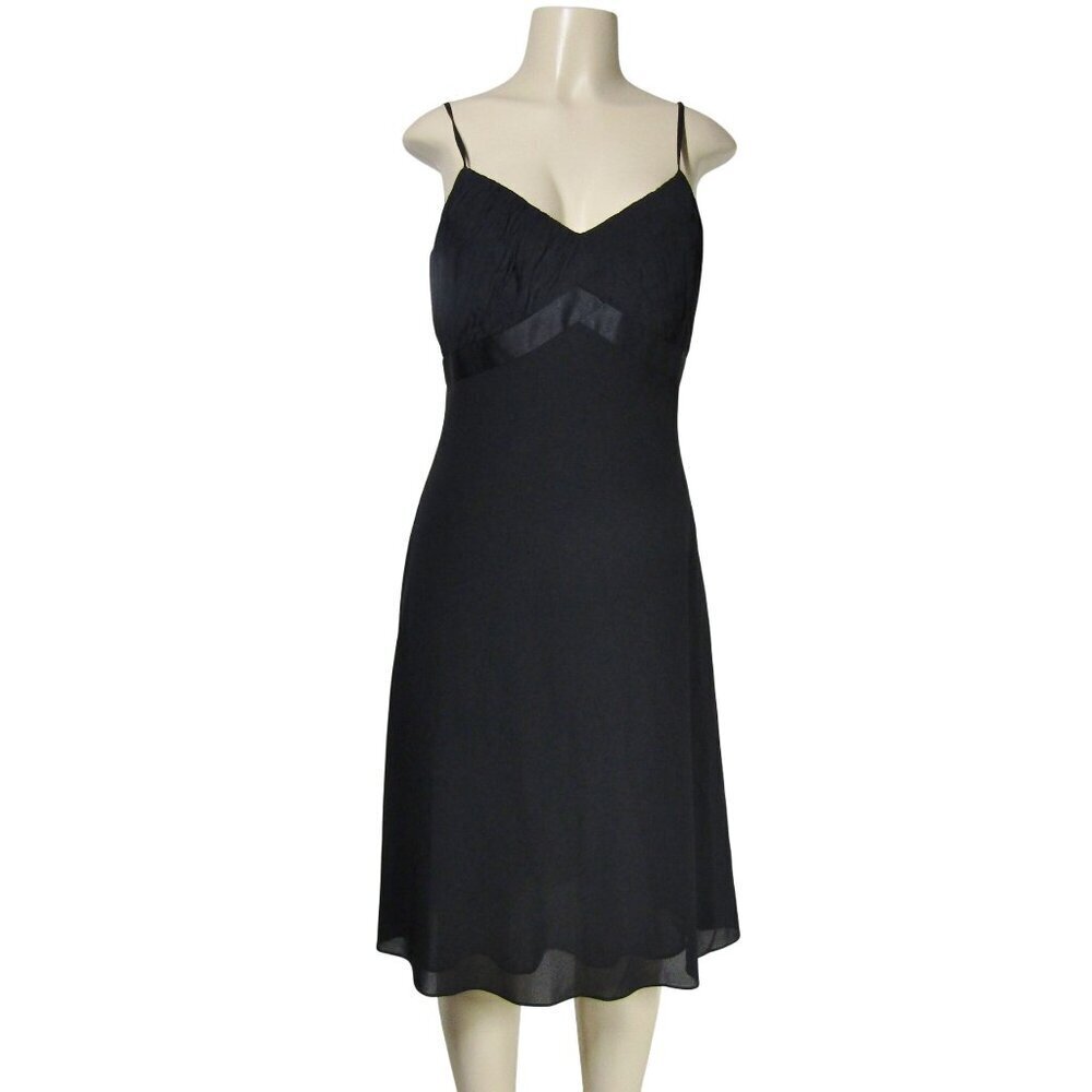 VTG  Y2K SLIP DRESS BABY DOLL 100% Silk Black Whimsigoth Fairy LBD Loft Dress 8